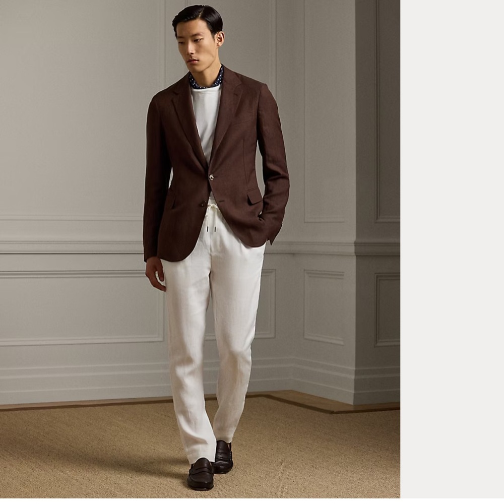 Ralph Lauren purple label linen trouser optic white retail $595 size 30